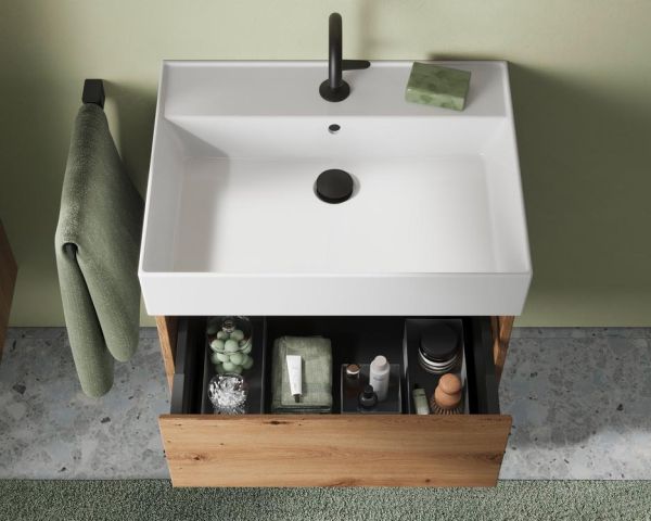 Burgbad Devio Keramik-Waschtisch 60cm mit Unterschrank, 2 Auszüge