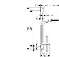 Vorschau: Hansgrohe Raindance Select S 120 3jet EcoSmart Handbrause/ Unica'S Puro Brausestange 0,65m