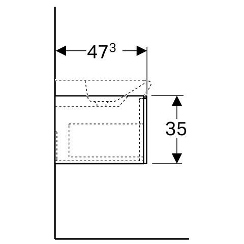 Geberit Xeno² Waschtischunterschrank 139,5x35cm mit 2 Auszügen