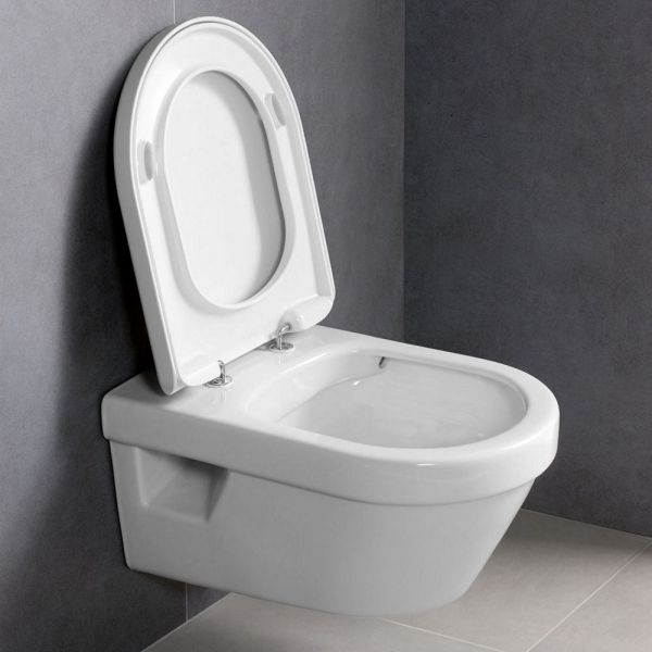 Villeroy&Boch Architectura Wand-WC oval, spülrandlos, WC-Sitz mit SoftClose, Combi-Pack, weiß, 5684HR01