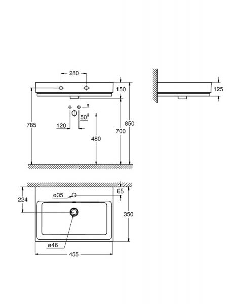 Grohe Cube Keramik Handwaschbecken 45,5x35cm, weiß PureGuard