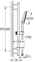 Vorschau: Grohe Vitalio SmartActive 150 Brausestangenset 60cm, 3 Strahlarten