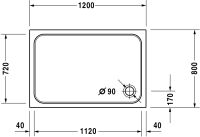 Vorschau: Duravit D-Code Duschwanne rechteckig 80x120cm, Sanitäracryl, weiß