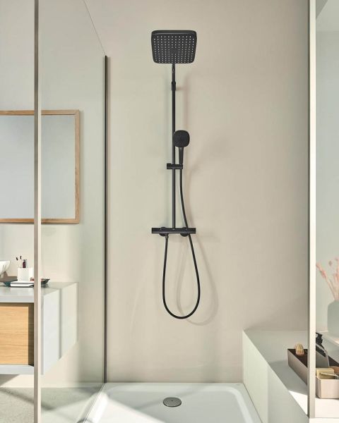 Grohe Tempesta System 250 Cube Duschsystem mit Thermostat, wassersparend, matt black