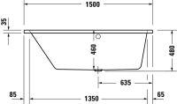 Vorschau: Duravit No.1 Trapez-Badewanne 150x80cm, Rückenschräge links, weiß