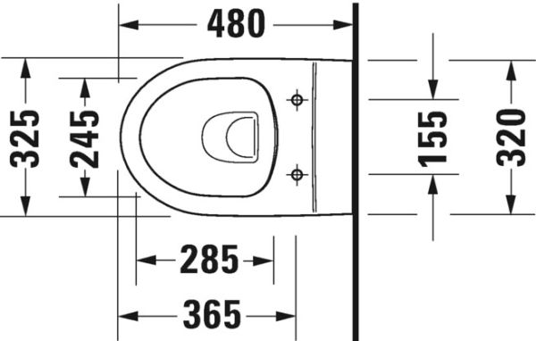 Duravit No.1 Wand-WC 48x32.5cm, oval, rimless, weiß