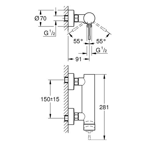 Grohe Essence Einhand-Brausebatterie, hard graphite gebürstet