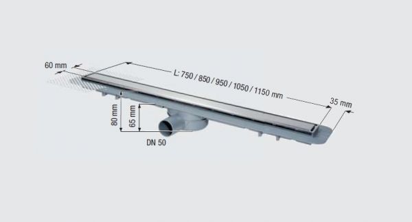 Kessel Linearis Compact Komplett-Duschrinne DN50 inkl. Dichtmanschette werksseitig angebracht