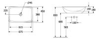 Vorschau: Villeroy&Boch Loop&Friends Einbauwaschbecken eckig, 67,5x45cm, technische Zeichnung, weiß, 4A660001