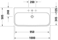 Vorschau: Duravit Happy D.2 Waschtisch rechteckig 100x50,5cm, mit Hahnloch und Überlauf, WonderGliss, weiß 23181000001