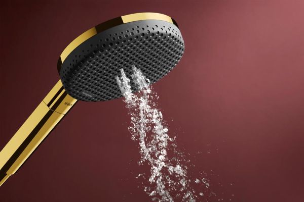 hansgrohe Raindance Alive Select S Duschset 125 3 Strahlarten, Duschstange 65cm, polished gold optic