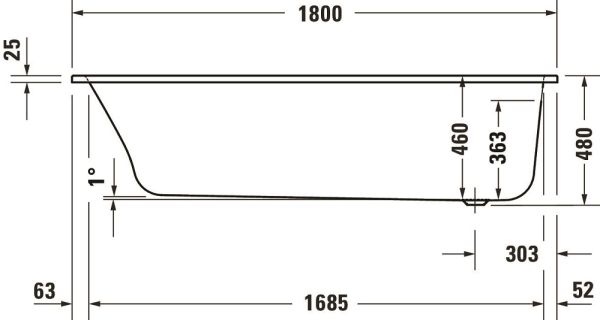 Duravit Qatego Einbau-Badewanne rechteckig, Ablauf Fußende, 180x80cm, weiß