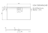 Vorschau: Villeroy&Boch Architectura MetalRim Duschwanne inkl. Antirutsch (VILBOGRIP),150x80cm, weiß, techn. Zeichnung