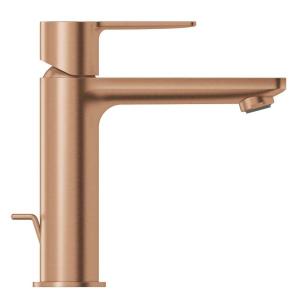 Grohe Lineare Badarmatur S-Size, Zugstangen-Ablaufgarnitur, wassersparend, warm sunset gebürstet