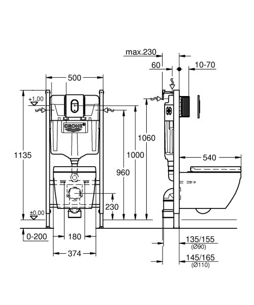 Grohe Solido Euro Keramik 5-in-1 Set für WC, 1,13m Bauhöhe, weiß FG39700000