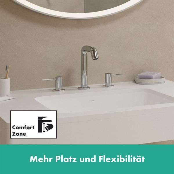 Hansgrohe Tecturis S 3-Loch Waschtischarmatur 150 mit Push-Open Ablaufgarnitur, chrom