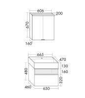 Vorschau: Burgbad Yumo Badmöbel-Set 66,5cm, Spiegelschrank, Mineralguss-Waschtisch und WT-Unterschrank