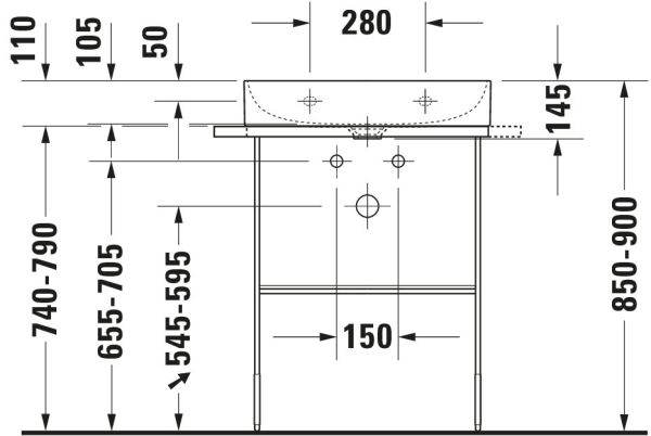 Duravit Dura Square Metallkonsole bodenstehend/Wandmontage zu Waschtisch 235360, chrom 0031011000