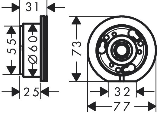 AXOR One Verlängerung 25 mm für Grundkörper Waschtischarmatur Unterputz für Wandmontage Select