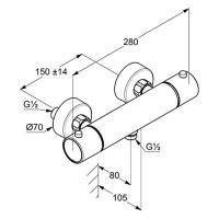 Vorschau: Kludi Objekta Thermostat Brausearmatur, Aufputzmontage, chrom