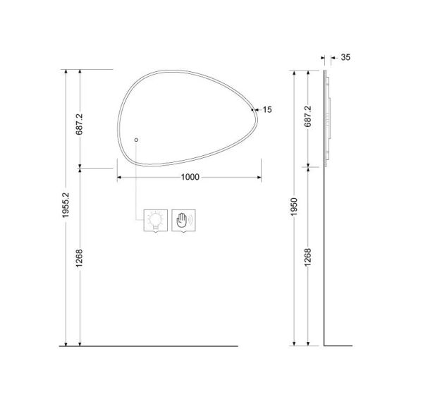Kludi LUMA LED-Spiegel 100x69cm in organische Form mit Spiegelheizung