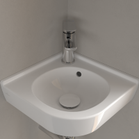 Vorschau: Villeroy&Boch O.Novo Eck-Handwaschbecken mit 1 Hahnloch, Schenkellänge 32cm