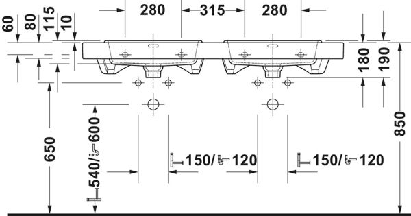 Duravit Balcoon Doppel-Waschtisch 130cm, clay terra matt