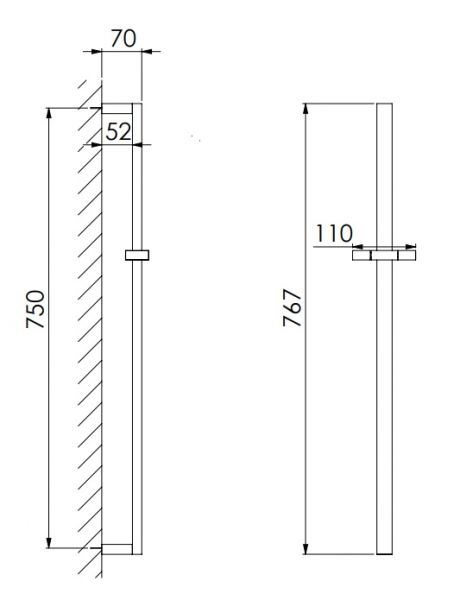 Steinberg Brausestange mit Gleiter, 75cm, chrom