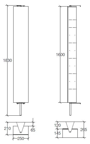 lineabeta PIKÀ drehbarer Schrank mit Spiegel und Glasablage, 25x183cm, edelstahl poliert