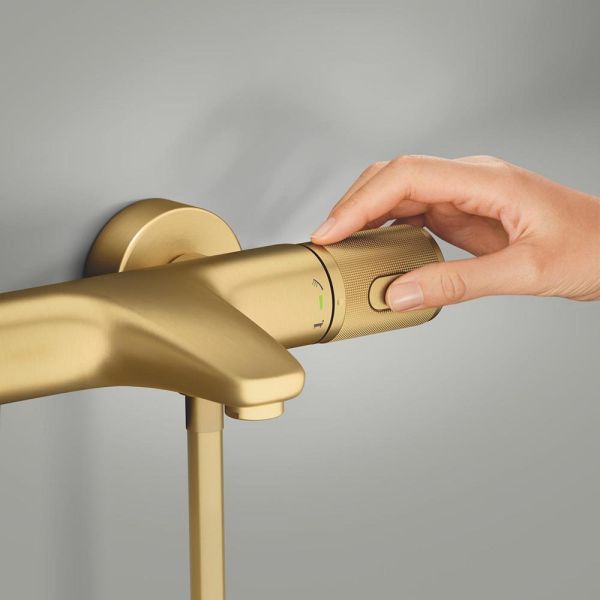 Grohe Precision Feel Thermostat-Wannenbatterie mit ProGrip Rändelstruktur, cool sunrise gebürstet