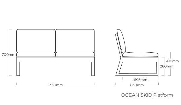 KETTLER OCEAN SKID PLATFORM Eckset inkl. Kissen & Lounge-Tisch, anthrazit/ hellgrau