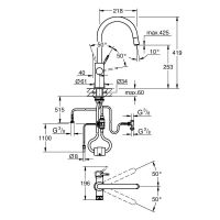 Vorschau: Grohe Blue 2.0 5-in-1-Armatur, C-Auslauf, ausziehbar, chrom