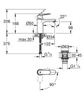 Vorschau: Grohe Eurosmart Cosmopolitan Einhand-Waschtischbatterie mit Energie-Spar-Funktion, M-Size 23928000 1