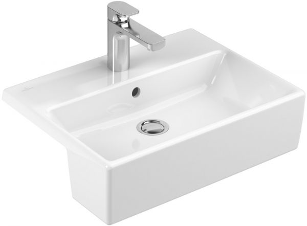 Villeroy&Boch Memento Vorbauwaschtisch mit 1 Hahnloch, 55x42,5cm, weiß 41335501