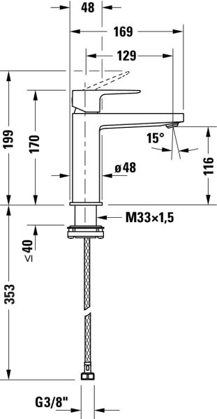 Duravit Manhattan Einhebel-Waschtischarmatur M ohne Ablaufgarnitur FreshStart, chrom MH1021002010