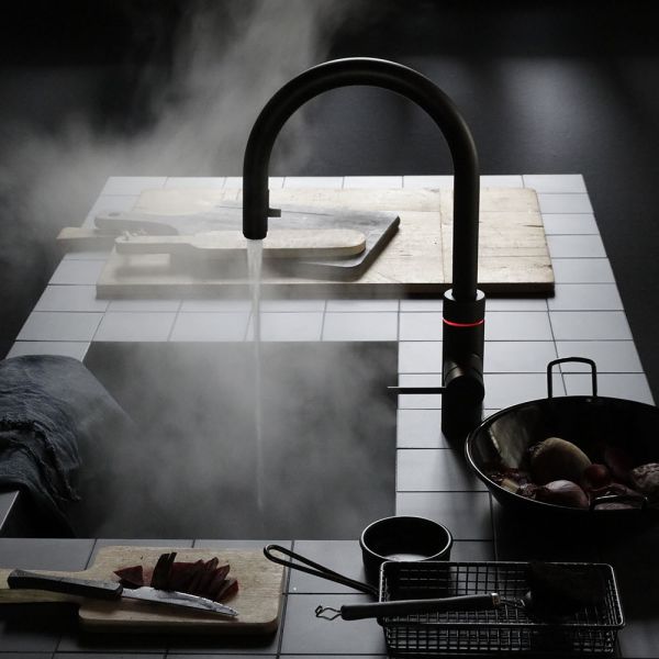 Quooker Flex Kochendwasser-Küchenarmatur schwarz matt COMBI - CUBE Gen. 1