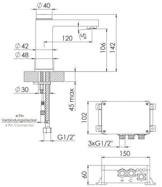 Steinberg Serie 390 iFlow vollelektronische Waschtischarmatur, chrom 3901000