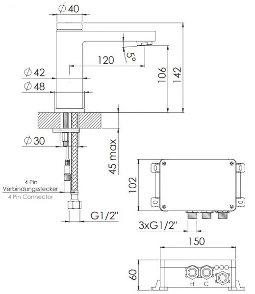 Steinberg Serie 390 iFlow vollelektronische Waschtischarmatur, chrom 3901000