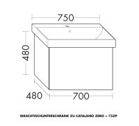Burgbad Sys30 Waschtischunterschrank 70cm zu Catalano Zero + 75ZP WWCS070F0945K0095G0126