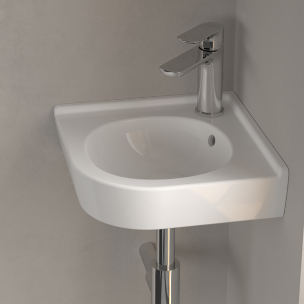 Villeroy&Boch O.Novo Eck-Handwaschbecken mit 1 Hahnloch, Schenkellänge 32cm