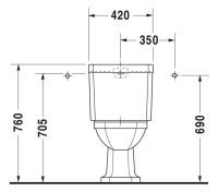 Vorschau: Duravit Serie 1930 Stand-WC für Kombination, Tiefspüler, Abgang senkrecht, WonderGliss, weiß