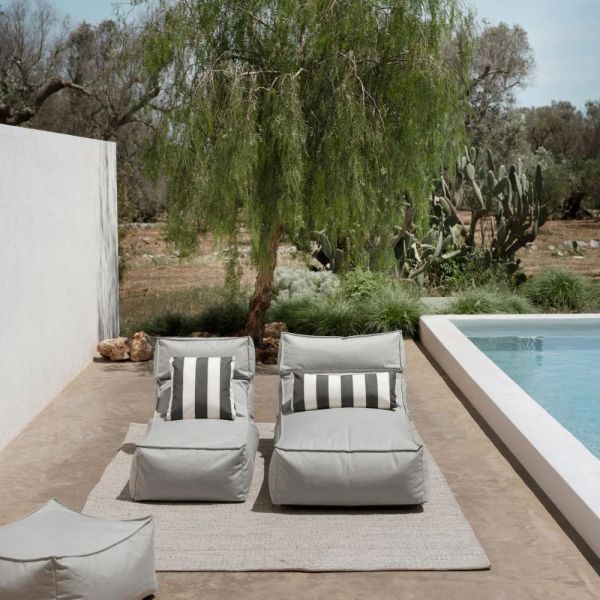blomus STAY Outdoor-Kissen 45x45cm, schwarz/weiß gestreift