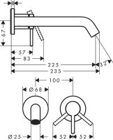 Vorschau: Hansgrohe Tecturis S Waschtischarmatur Unterputz für Wandmontage mit Auslauf 22,5cm, chrom