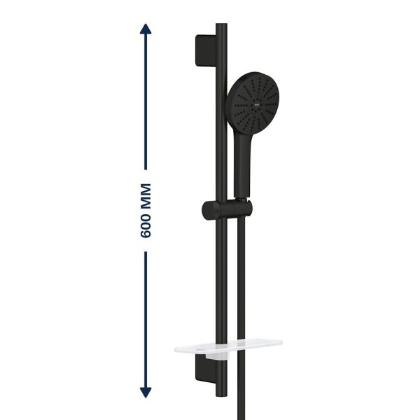 Grohe Vitalio Joy+ 120 Brausestangen-Set, 3 Strahlarten, schwarz matt