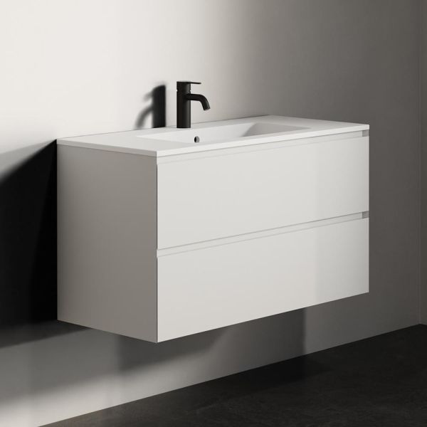 RIHO Spring Dew Waschtisch mit Unterschrank 100x46cm und 2 Schubladen, weiß matt F001236Z01