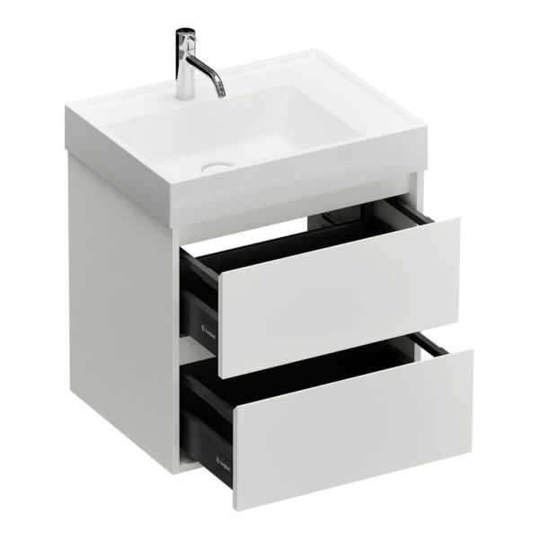 Burgbad Devio Mineralguss-Waschtisch 60cm mit Unterschrank, 2 Auszüge