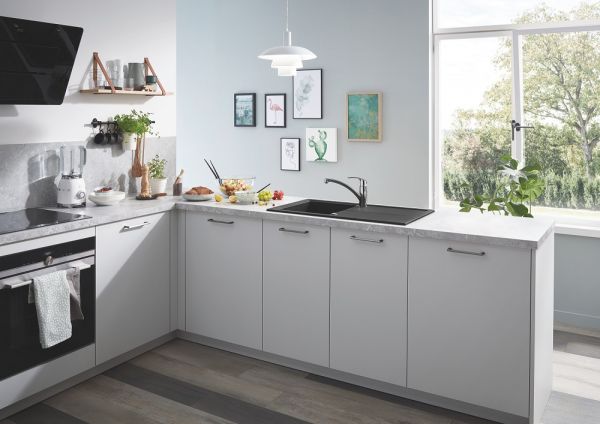Grohe K400 50-C 8650 Küchenspüle mit Abtropffläche granit schwarz 31640AP0 Küche weiss