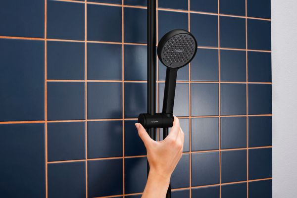 hansgrohe Activera Select S Duschset 95 2jet EcoSmart+ mit Duschstange 65cm, schwarz matt