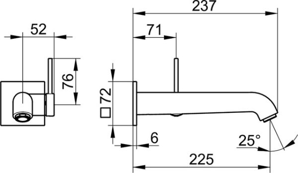 Keuco IXMO Soft Einhebel -Waschtischmischer für Unterputz-Montage mit eckiger Rosette 225mm