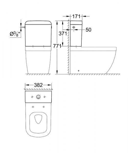 Grohe Euro Keramik Aufputzspülkasten Anschluss seitlich / hinten, weiß